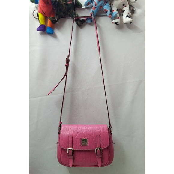 Dooney & Bourke Pink Leather DB Embossed Buckle Flap Crossbody Bag - Picture 4 of 16